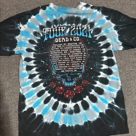 Liquid Blue Tie-Dye Skeleton Tee - Blue and Black - Picture 2 of 2